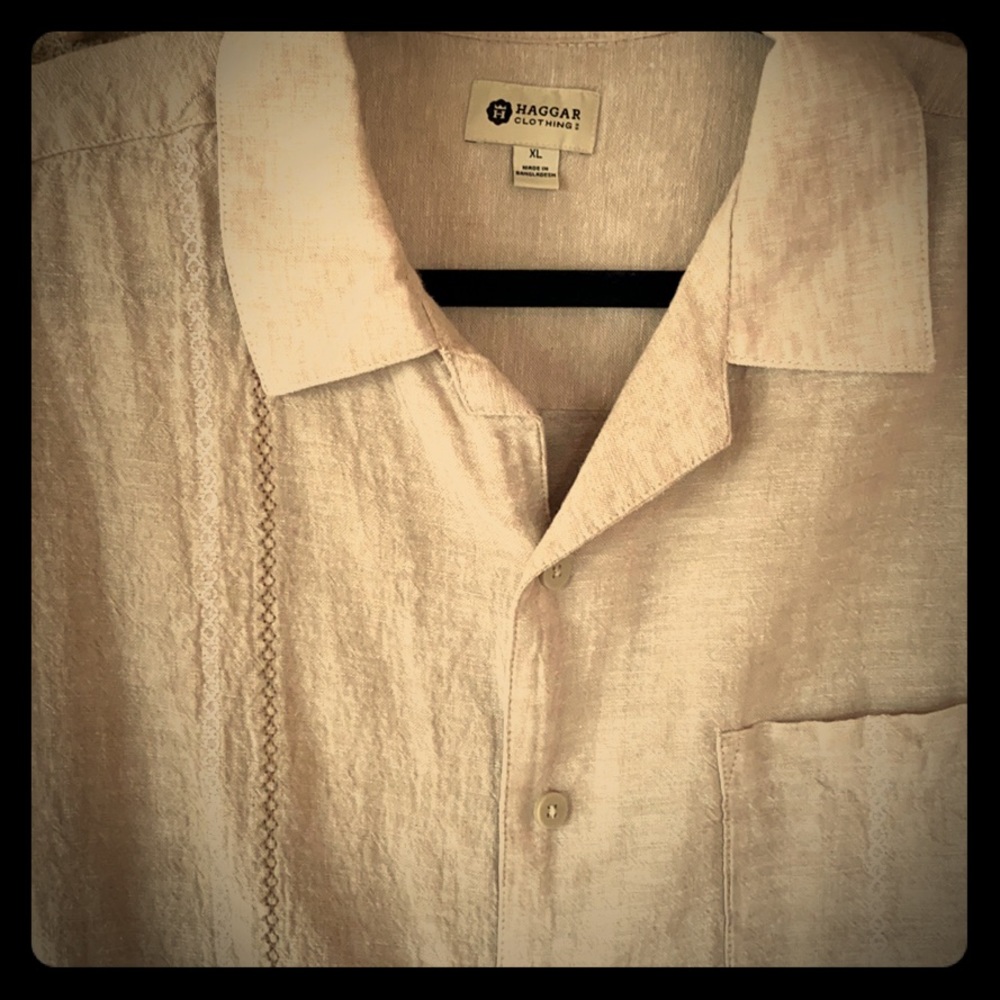 SOLD - SS Linen Shirt by Haggar Clothing XL
